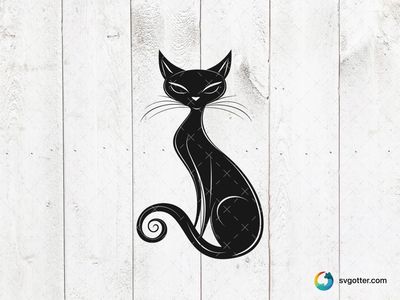 Stylized Black Cat, Best for cat lovers, best on t-shirt, best to be applied with screen printing