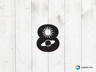Sun and Saturn Number Eight, Best for artists, best on t-shirt, best to be applied with screen printing