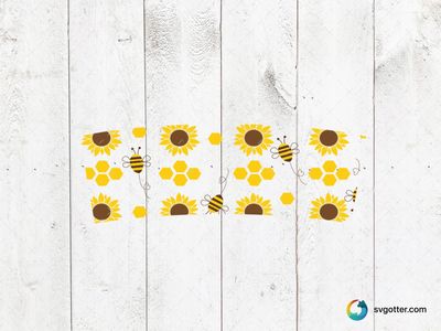 Sunflower and Bee Cup Wrap, Best for nature lovers, best on mugs, best to be applied with sublimation