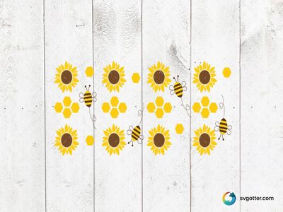 Sunflower and Bee Pattern, Best for nature lovers, best on mugs, best to be applied with sublimation