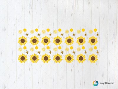 Sunflower and Bee Pattern, Best for nature lovers, best on glass wraps, best to be applied with adhesive vinyl