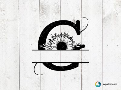 Sunflower Monogram C, Best for artists, best on wall art, best to be applied with sublimation