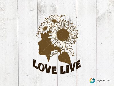 Sunflower Silhouette Love Live, Best for nature lovers, best on t-shirt, best to be applied with heat transfer vinyl