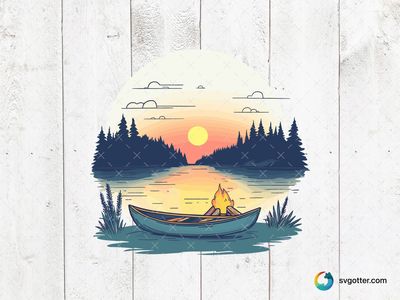 Sunset Canoe Camping, Best for campers, best on wall art, best to be applied with sublimation