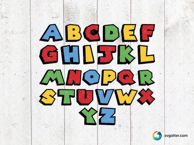 Super Mario Themed Alphabet, Best for children, best on wall art, best to be applied with print and cut