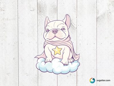 Superhero Bulldog on Cloud, Best for dog lovers, best on t-shirt, best to be applied with sublimation