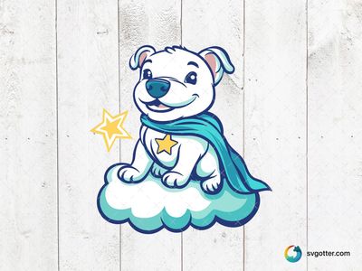 Superhero Bulldog on Cloud, Best for dog lovers, best on t-shirt, best to be applied with sublimation