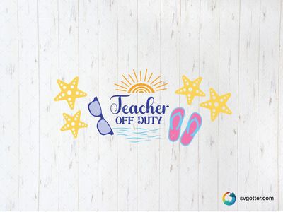 Teacher Off Duty Summer Design, Best for teachers, best on glass wraps, best to be applied with sublimation