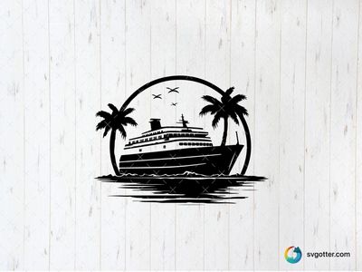Tropical Cruise Scene, Best for travelers, best on t-shirt, best to be applied with screen printing