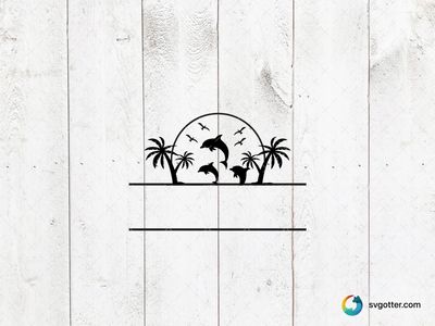 Tropical Dolphin Scene, Best for beach lovers, best on t-shirts, best to be applied with screen printing