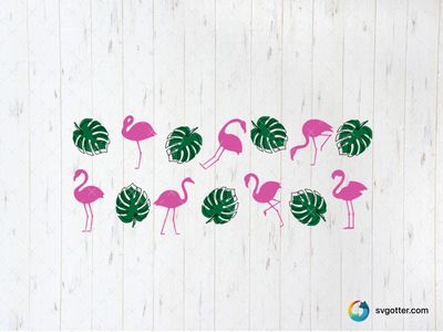 Tropical Flamingo and Leaves Pattern, Best for tropical enthusiasts, best on glass wraps, best to be applied with adhesive vinyl
