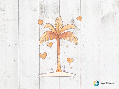 Tropical Palm with Hearts, Best for beach lovers, best on wall art, best to be applied with sublimation