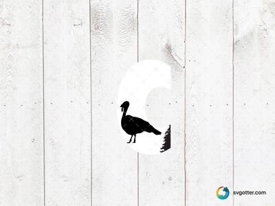 Turkey Silhouette in Letter C, Best for nature enthusiasts, best on t-shirt, best to be applied with screen printing