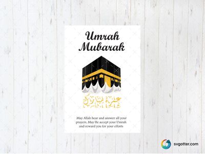 Umrah Mubarak Greeting, Best for religious celebrations, best on cards, best to be applied with paper crafting