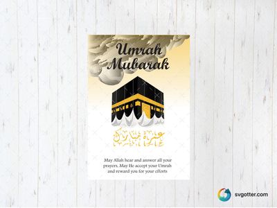 Umrah Mubarak Greeting, Best for religious celebrations, best on greeting cards, best to be applied with paper crafting
