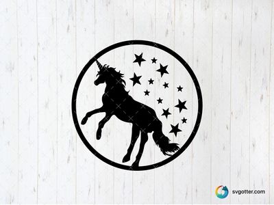 Unicorn Monogram with Stars, Best for fantasy lovers, best on t-shirt, best to be applied with screen printing