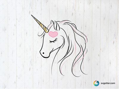 Unicorn Silhouette with Heart, Best for children, best on t-shirt, best to be applied with sublimation