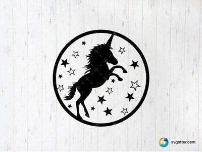 Unicorn Silhouette with Stars, Best for fantasy lovers, best on t-shirt, best to be applied with screen printing