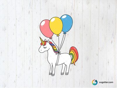 Unicorn with Balloons, Best for children, best on t-shirt, best to be applied with sublimation