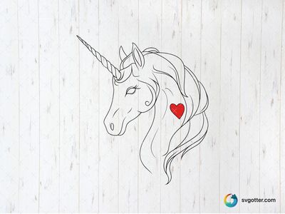 Unicorn with Heart, Best for unicorn lovers, best on t-shirt, best to be applied with screen printing
