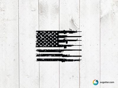 USA Flag with Guns, Best for activists, best on t-shirt, best to be applied with screen printing