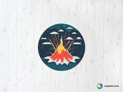 Volcanic Eruption Illustration, Best for artists, best on wall art, best to be applied with print and cut