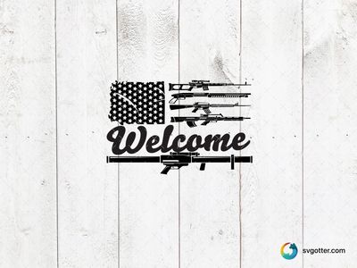 Welcome with Firearms, Best for activists, best on wall art, best to be applied with screen printing
