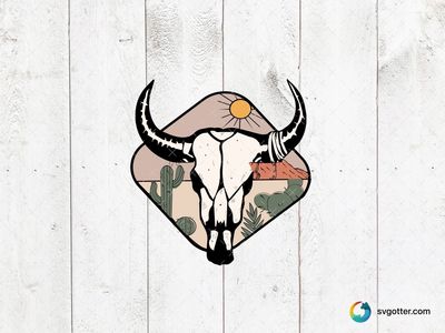 Western Skull and Cactus Scene, Best for western enthusiasts, best on wall art, best to be applied with sublimation