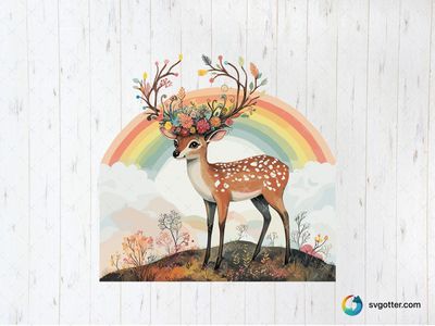 Whimsical Deer with Floral Antlers, Best for nature lovers, best on wall art, best to be applied with sublimation