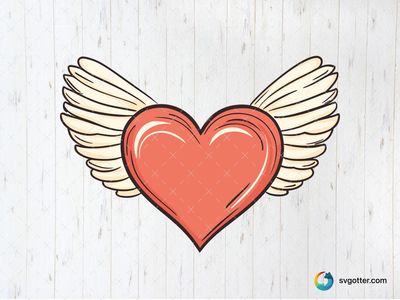 Winged Heart Illustration, Best for romantic, best on t-shirt, best to be applied with sublimation