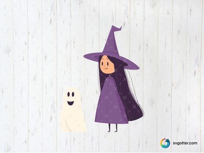 Witch and Ghost Cartoon, Best for children, best on t-shirt, best to be applied with sublimation