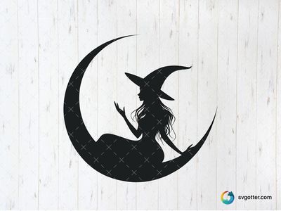 Witch on Crescent Moon, Best for Halloween enthusiasts, best on wall art, best to be applied with sublimation