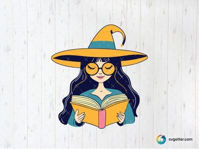Witch Reading a Book, Best for book lovers, best on t-shirt, best to be applied with sublimation