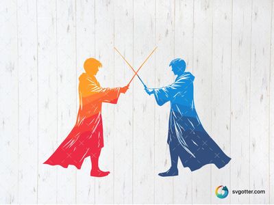 Wizard Duel Silhouette, Best for Harry Potter fans, best on t-shirt, best to be applied with sublimation