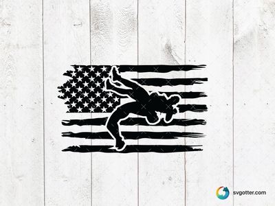 Wrestling with American Flag, Best for sports fans, best on t-shirt, best to be applied with heat transfer vinyl