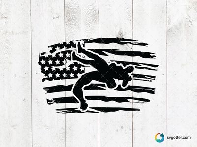 Wrestling American Flag Silhouette, Best for sports fans, best on t-shirt, best to be applied with screen printing