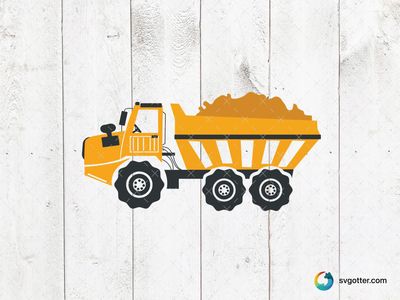 Yellow Dump Truck Illustration, Best for engineers, best on wall art, best to be applied with print and cut